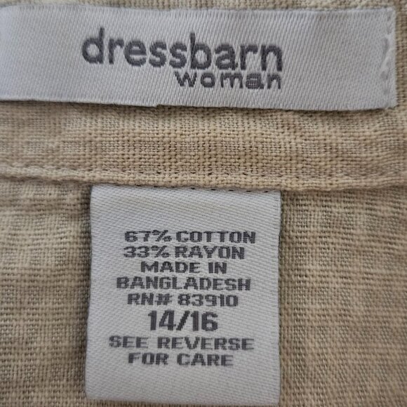 Dress Barn Casual Button Down Tan Tunic - 14/16 - Picture 4 of 7